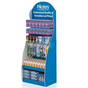 ขาตั้งโชว์สินค้าแบบตั้งพื้นสำหรับผ้าพันคอ  แบบกำหนดเองได้  วัสดุแผ่นลูกฟูก  พร้อมแผงเพ็กบอร์ด  และตะขอแขวน - Product Image 1