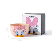 Ensemble de bols en céramique Mickey & Friends - Bols de dessin animé de 4,5 pouces avec bord doré, vaisselle mignonne pour le ramen, la soupe et les repas quotidiens