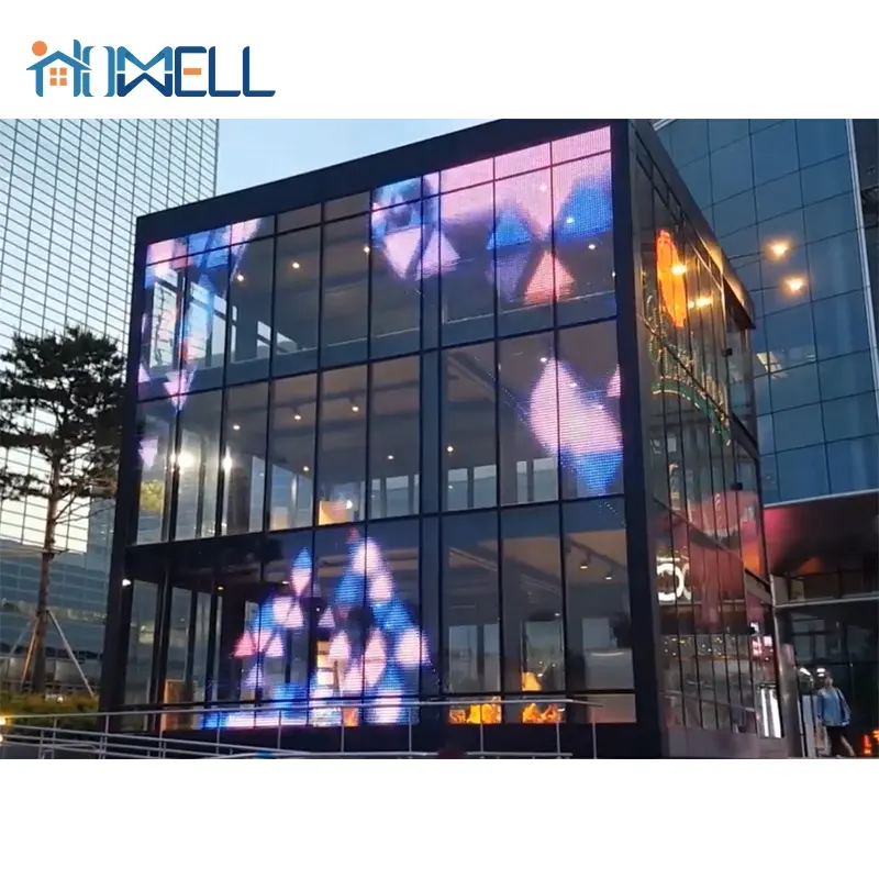 Tela transparente de led, alto brilho, preço de fábrica, película de vidro interior, display, painéis