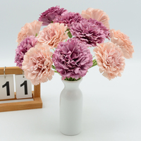 Fleur artificielle de carnation à tige courte en soie, pour arrangements de décoration de table à domicile, vente en gros