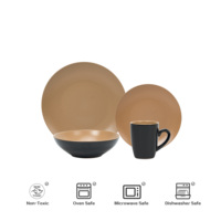 Lot de 16 bols de cuisine rose moderne beige foncé en grès très vendus, assiettes, tasses à café en céramique, ensembles de vaisselle