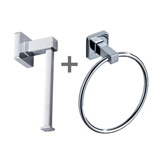 Ensemble d'accessoires de salle de bain 2 pièces en argent à fixation murale Home Designer Hardware avec porte-papier et porte-serviette - Product Image 2