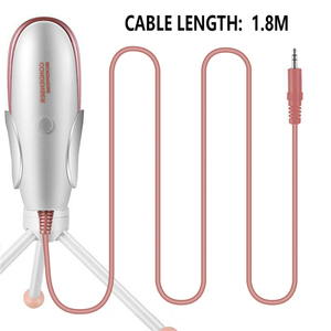 Hát karaoke Micro 3.5mm vớ<span class=keywords><strong>i</strong></span> thân kim loạ<span class=keywords><strong>i</strong></span> để chọn tiếng ồn trắng trắng và hồng - Product Image 4