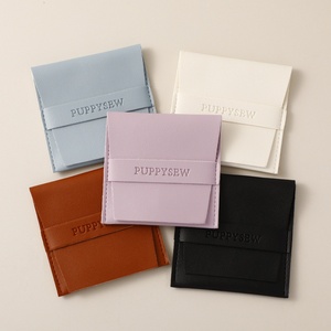 Custom Logo PU Leather Envelope Jewelry Pouch Luxury Jewelry Packaging Bag for Rings Bracelets Necklaces Earrings 8x8cm - Product Image 4