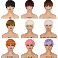 Ventes Flash Perruques Courtes Pixie Bouclées, 11 Couleurs Disponibles, Perruque Synthétique à Frange Courte pour Femmes