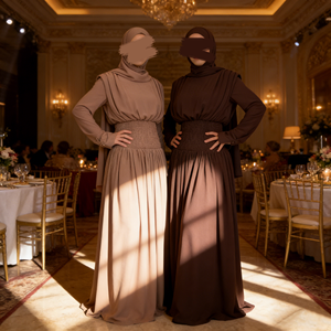 2026 New Chiffon Muslim Abaya <b>Dress</b> With Matching Hijab <b>Elastic</b> Waist Long Sleeve Modest Dubai Islamic Maxi <b>Dresses</b> For Women - Product Image 2
