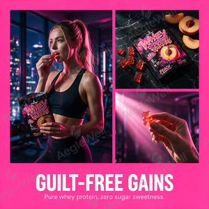 Aeglewell Gummies Protéinés au Whey Sans Sucre Saveur Pêche Complément Alimentaire pour l'Entraînement et le Fitness Sachet Doypack Personnalisé Marque Privée - Product Image 3