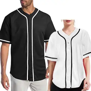 Cheap Price Wholesale Custom Logo 100% Polyester Mesh Short Sleeve Blank Black Baseball Jersey For Men Youth