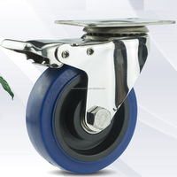 Diamètre du produit de style chaud, noyau de fer robuste de 4 pouces, caoutchouc TPR à haute élasticité, frein rotatif, roulette bleue pour chariot
