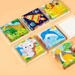 Ventes chaudes Animaux de la ferme <span class=keywords><strong>Dino</strong></span> Jungle 16 pièces Blocs de correspondance de dessins animés à six faces Puzzles <span class=keywords><strong>3D</strong></span>, <span class=keywords><strong>Puzzle</strong></span> en bois <span class=keywords><strong>3D</strong></span>, <span class=keywords><strong>Puzzle</strong></span> <span class=keywords><strong>3D</strong></span> - Product Image 3