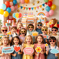 Perlengkapan Pesta Ulang Tahun Anak Unicorn Pelangi, Set Lengkap Busa PVC, Properti Photo Booth, Papan Tanda untuk Photo Booth 360