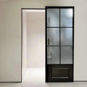 Portes de <span class=keywords><strong>grange</strong></span> coulissantes invisibles noires personnalisées à faire soi-même, en aluminium, double motif en verre, rails cachés sans traces, <span class=keywords><strong>porte</strong></span> de <span class=keywords><strong>grange</strong></span> intérieure - Product Image 1