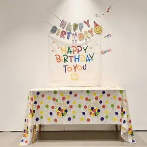 137*274CM Party Tablecloth Peva Disposable Happy Birthday Baby Decoration Disposable Party Tablecloth