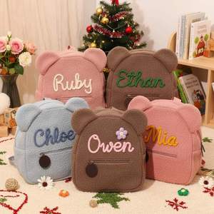 Personalised Kids Mini Furry Backpack, Custom <b>Toddler</b> Cute <b>Book</b> Bag with Name, Adjustable Rucksack, Kids Plush Backpack - Product Image 3