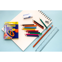 Kit de papeterie très demandé : ensemble de crayons de couleur avec taille-crayon, gomme et règle