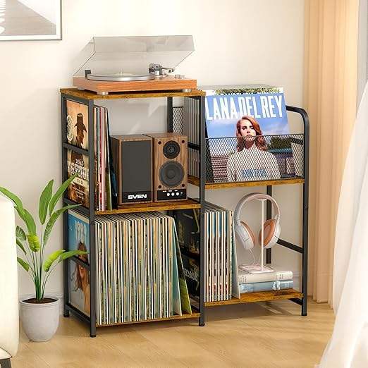 Kitchen Dish Rack Four-Layer Metal Waterproof Pot Storage Holds 300+ Albums Storage Cabinet Living Room