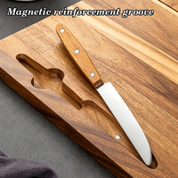 Acacia houten serveerplank voor buiten, voor steak, kaas, brood, pizza, fruit, babyvoeding, houten snijplank set met fruitmes