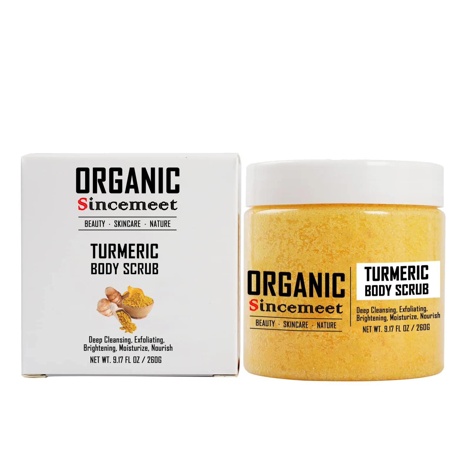 Manufacturer Custom Label Body Care Lightening Ginger Exfoliating Turmeric Scrub Wholesale Body Scrub For Body