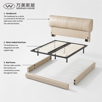 Lit rembourré en cuir véritable de luxe, style minimaliste moderne, taille King Queen, pour chambre à coucher, V436