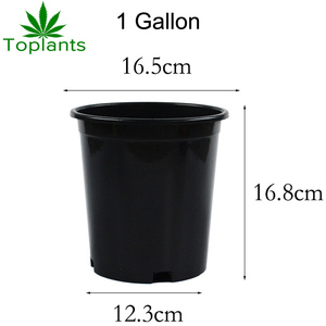 Durable Hard plastic 1 gallon pot black flower plant pots big nursery pots of PP