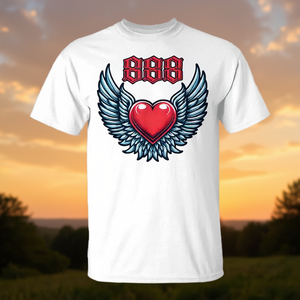 T-shirt con numero 888 Angel Number Winged Heart, bianca, taglia adulta unisex - Product Image 3