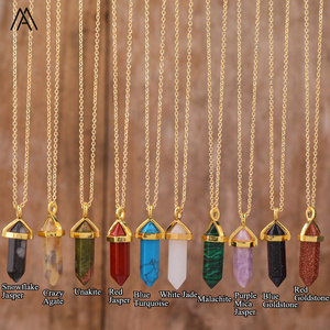 Colgante de punto de cristal pequeño, colgante de cuentas hexagonales dobles, collar de energía curativa, regalos de chakras - Product Image 3