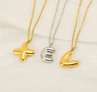 Hip Hop acier inoxydable or 18 carats PVD pendentif étanche bulle Alphabet lettre initiale A-Z dames accessoires chaînes de perles