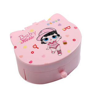 Cartoon Princess Cosmetic Storage Box Cat Shaped Hair Accessories Organizer For Kids Bedroom Study Desktop 18L - Product Image 5