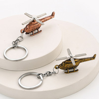 Porte-clés créatif en métal 3D hélicoptère, modèle d'avion en alliage de zinc, pendentif pour sac de voiture, bijou rétro personnalisé, cadeaux