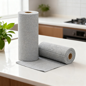 Lingettes en microfibre de qualité supérieure, sans peluches, lot économique réutilisable de 20 lingettes roses en rouleau pour le nettoyage - Product Image 1