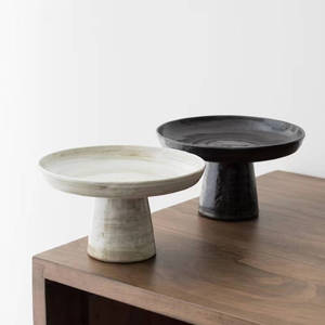 Wholesale Price Home Decor Accessories Luxury Living Room Dinner Table Desk Black White Matte Ceramic <strong>Clay</strong> Fruit Bowl <strong>Plate</strong> Item - Product Image 2