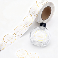 Rouleaux d'autocollants numériques UV en feuille d'or personnalisés pour les étiquettes de flacons de parfum, de mascara et de vinyle de luxe, adhésif cosmétique transparent imperméable