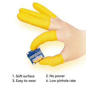 Gele natuurlijke latex ESD wegwerp vingerhoesjes voor halfgeleiders en cleanrooms - Product Image 5