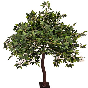 Arbre artificiel en olivier banian à feuilles vertes lisses de 150 cm personnalisé pour la décoration de mariage et d'événements pour la Saint-Valentin - Product Image 1