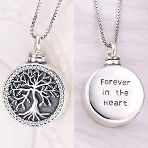 Collar de Urna de Cristal para Cenizas, Collar de Cremación con Árbol de la Vida y Corazón para Cenizas Humanas, Joyería Conmemorativa para Cenizas - Product Image 5