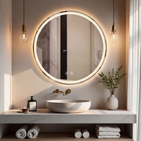 Espejo de Baño Moderno Inteligente con LED IP44 para Hotel, Antivaho, Luz Ajustable de 3 Colores, Espejo de Maquillaje Retroiluminado de Pared con Pantalla Táctil