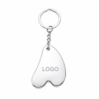 Outil de massage Gua Sha en métal poli miroir, durable, portable, taille voyage, mini, en forme de cœur, avec logo personnalisé, porte-clés