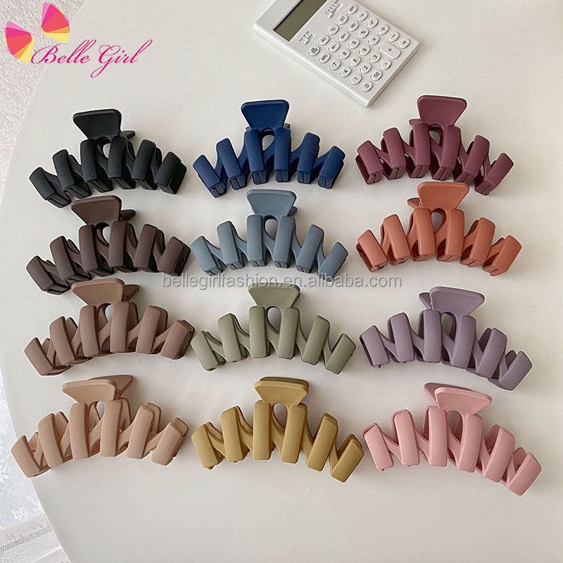 2021 BELLEGIRL, оптовая продажа, новый дизайн, многоцветный Волнистый зажим для волос, элегантные, Лидер продаж, матовые пластиковые зажимы для больших волос
