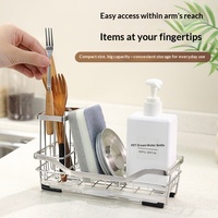 Égouttoir à éponge double niveau en acier inoxydable, non pliable, pour cuisine, étagère de rangement multifonctionnelle pour comptoir, pour vaisselle