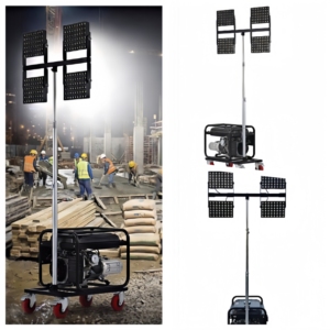 เสาไฟเคลื่อนที่แบบ All-in-One พลังงานแสงอาทิตย์ 4x300W LED พร้อมระบบยกอัตโนมัติ - ระบบไฟส่องสว่างพลังงานแสงอาทิตย์แบบออฟกริดสำหรับสวนสาธารณะยามค่ำคืน - Product Image 1