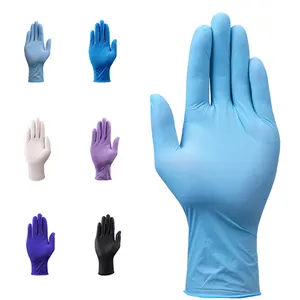 ถุงมือไนไตรล์สำหรับร้านเสริมสวยถุงมือไนไตรล์3Mil สีฟ้าแบบใช้แล้วทิ้งไร้แป้ง100ชิ้น
