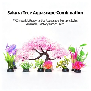Ensemble <span class=keywords><strong>de</strong></span> décoration tendance pour aquarium : plante artificielle rose <span class=keywords><strong>en</strong></span> forme <span class=keywords><strong>de</strong></span> feuille <span class=keywords><strong>de</strong></span> cerisier pour l'aménagement <span class=keywords><strong>de</strong></span> l'aquarium - Product Image 1