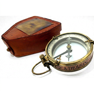 QG ENTERPRISE Solid Brass Compass Leather <b>Case</b> Pointer Dial Retro Style Outdoor Navigation Hiking Gift Decor Waterproof - Product Image 5