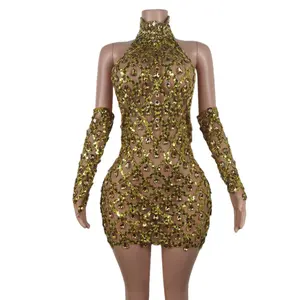 2023 летнее пикантное прозрачное латиновое платье для танцев со стразами и блестками, клубное мини-платье с открытой спиной, женское вечернее платье для банкетов