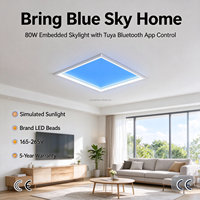 Plafonnier LED encastré 600x600 80W Tuya Smart IP44 moderne, simulant la lumière du soleil pour la maison et le bureau