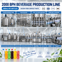 Ligne de production automatique de boissons 2000BPH avec machine de remplissage, de bouchage et d'emballage de bouteilles PET 3-en-1