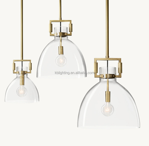 Lampu gantung kaca bingkai kuningan industri lampu tembaga untuk instalasi gantung ruang makan Pulau dapur - Product Image 4