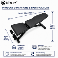 Banc de musculation réglable de qualité commerciale, inclinable multi-angles, pour haltères, idéal pour la maison, la salle de sport, l'entraînement de force et les exercices de fitness