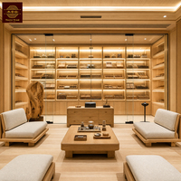 Humidor professionnel sur mesure en bois massif de chêne, bar à cigares privé, salle à cigares avec porte coulissante en verre
