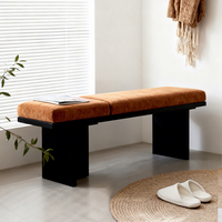 Banc d'entrée en bois massif, banc à chaussures, banc long rembourré, style luxe discret haut de gamme pour la maison